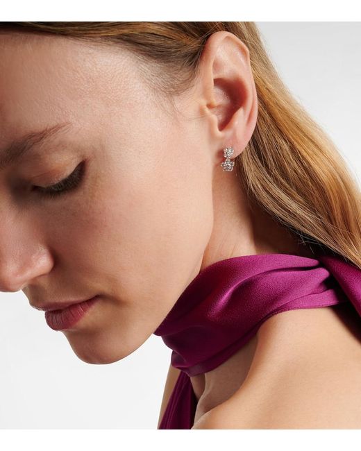 Ileana Makri White Blossom Daisy Duo 18Kt Earrings With Diamonds