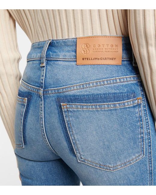 Stella McCartney Blue Logo Mid-rise Flared Jeans