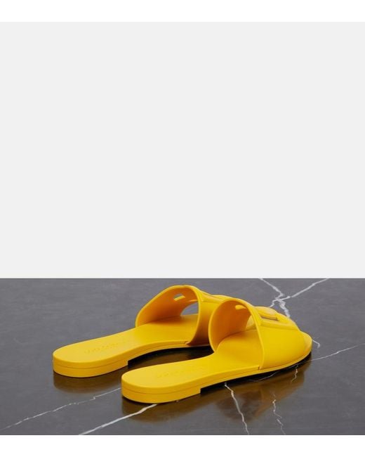 Dolce & Gabbana Yellow Bianca Slide Sandals With Dg Logo