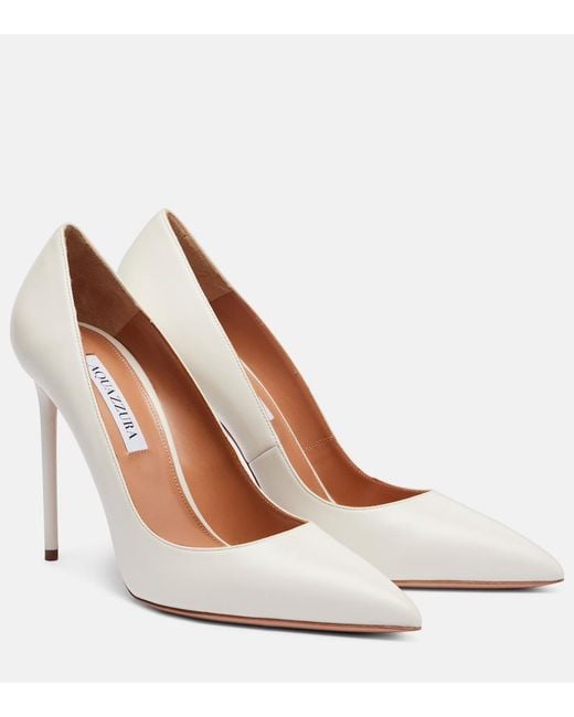 Aquazzura Brown Purist 105 Leather Pumps