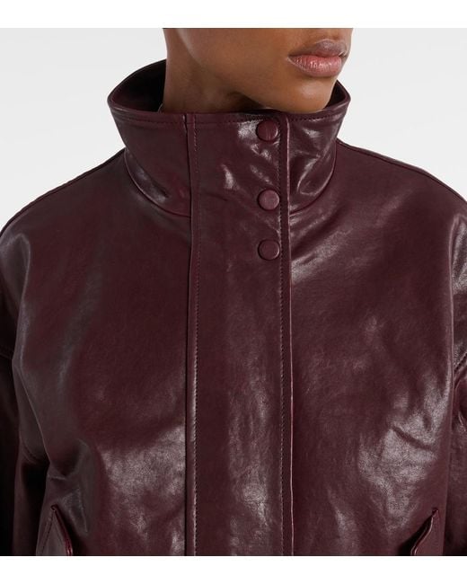 Veronica Beard Purple Bateman Cropped Leather Jacket