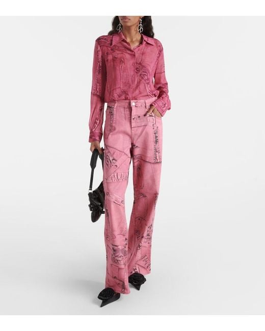 Blumarine Red Wide-Leg Jeans