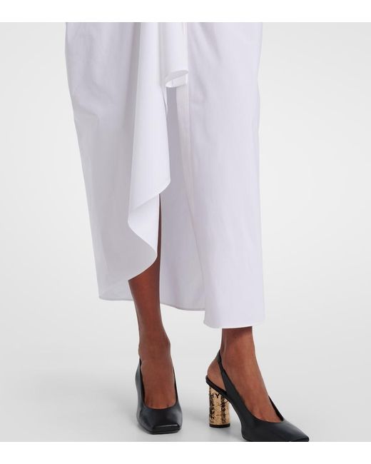 Givenchy White Draped Cotton Poplin Shirt Dress