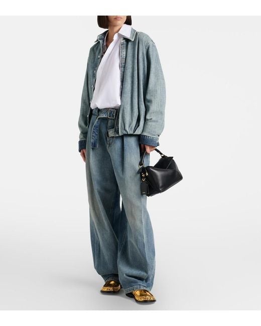 Loewe Blue Pleated Wide-Leg Jeans