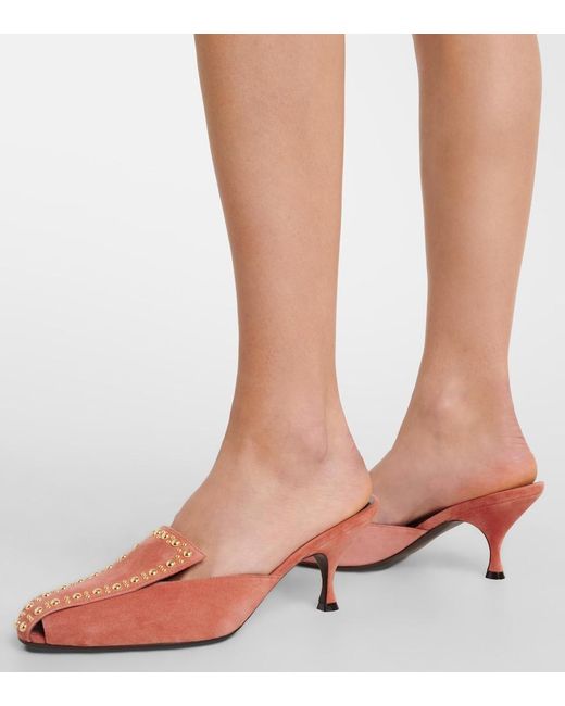 Herbert Levine Pink Bright Idea 70 Embellished Suede Mules