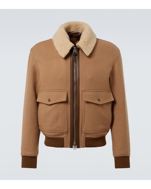 Tom Ford Brown Shearling-Trimmed Virgin Wool Blouson for men