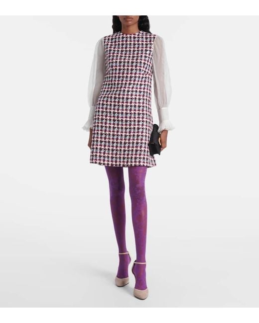 Valentino Purple Floral Lace Tights