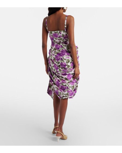 Chloé Purple Ruched Asymmetric Cotton Minidress