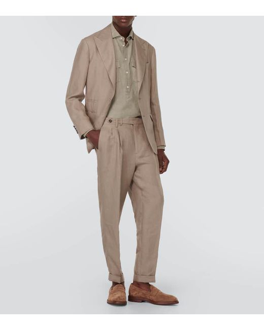 Camisa de lino y algodon Brunello Cucinelli de hombre de color Natural