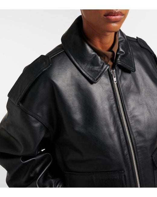 Frankie Shop Black Viper Leather Jacket