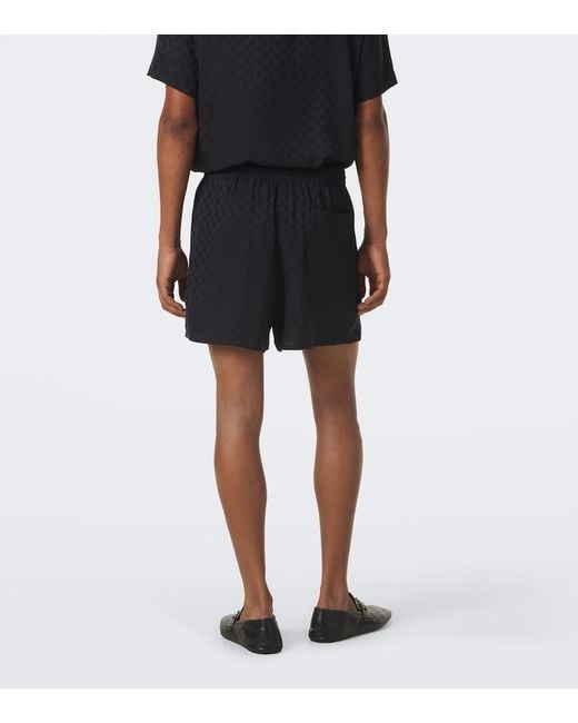 Gucci Blue Gg Jacquard Silk Shorts for men