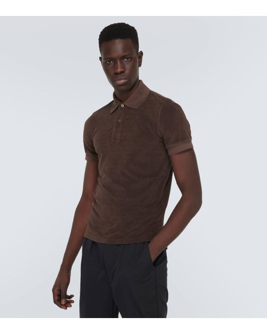Tom Ford Brown Towelling Cotton-blend Polo Shirt for men