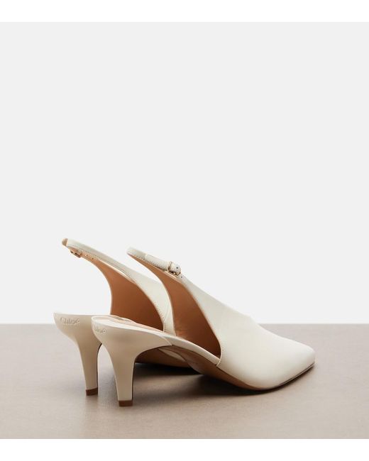 Chloé White Suzie Leather Slingback Pumps
