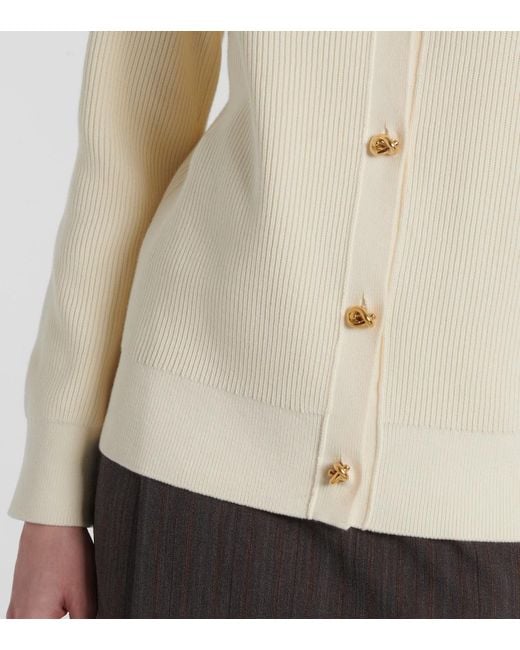 Bottega Veneta Natural Knot Ribbed-Knit Cotton Cardigan