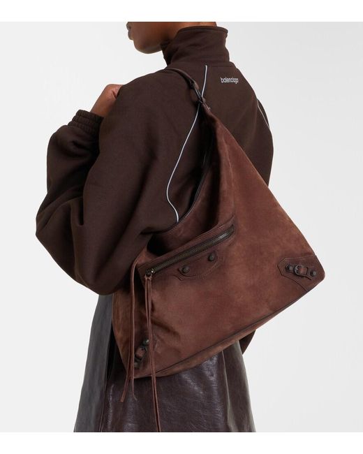 Balenciaga Brown Le City Medium Suede Tote Bag