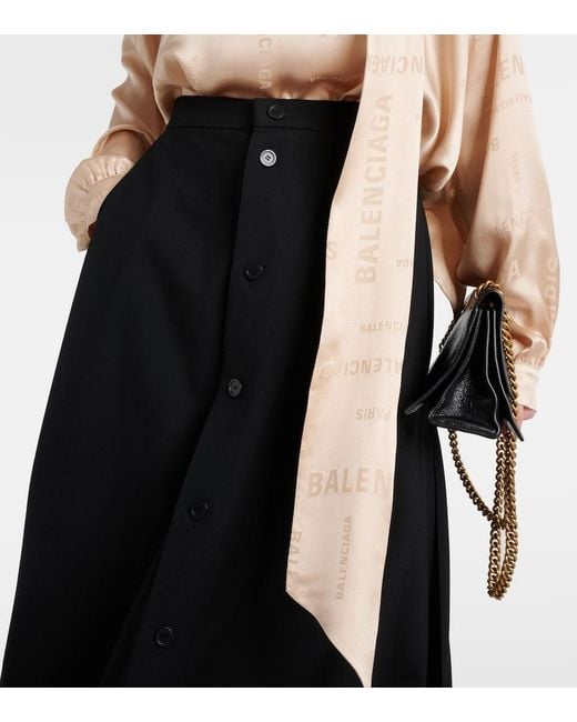 Balenciaga Black Wool Maxi Skirt
