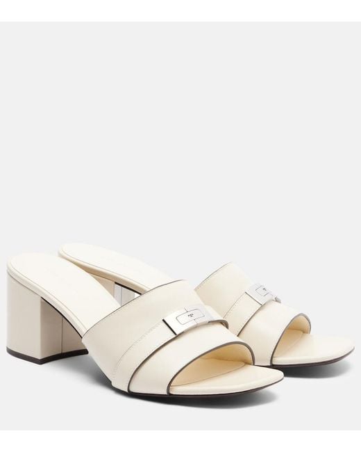 Tory Burch Natural Leelee Leather Mules