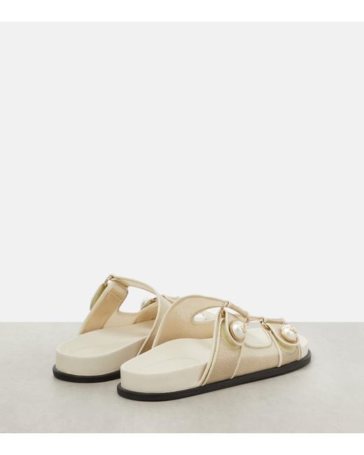 Jimmy Choo White Fayence Leather-Trimmed Sandals