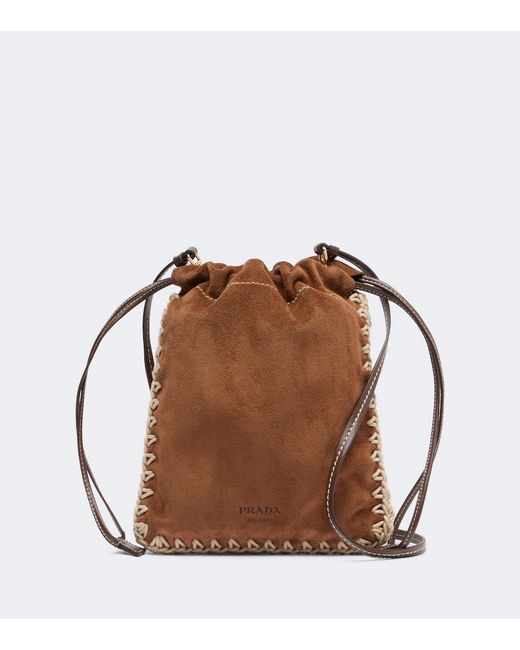 Prada Brown Suede Phone Pouch