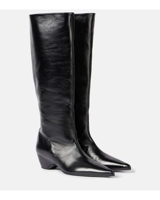 Khaite Black Sybil 40 Leather Knee-High Boots