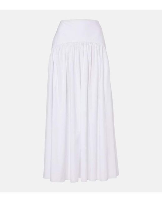 Staud White Procida High-Rise Cotton Maxi Skirt