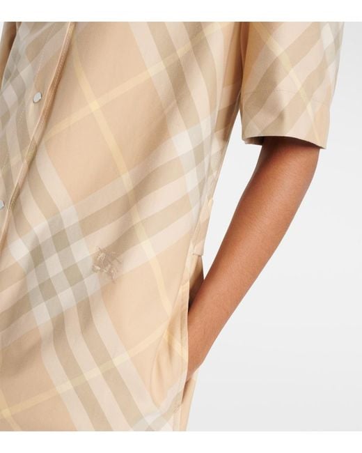 Burberry Natural Embroidered Cotton Shirt Dress