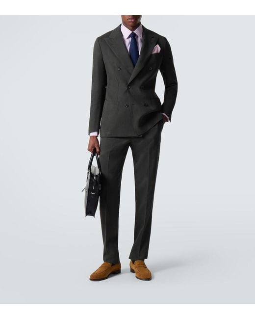 Thom Sweeney Black Linen Suit for men