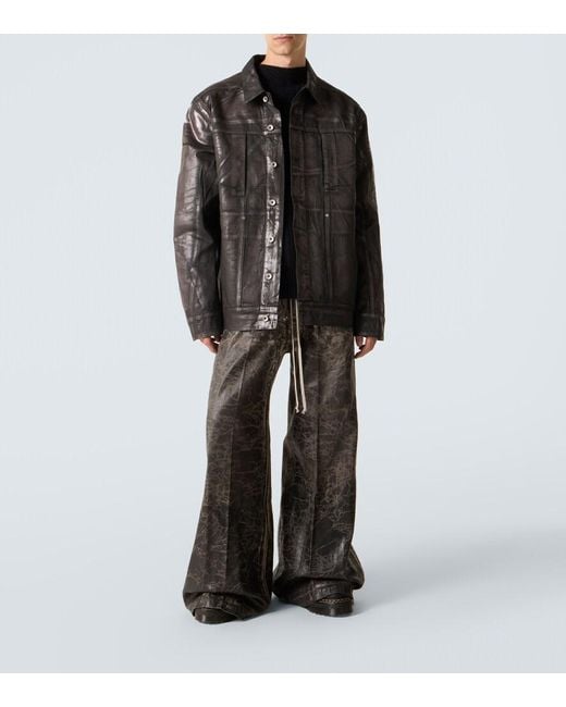 Rick Owens Black Coated Denim Jacket for men