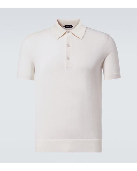 Tom Ford White Cashmere And Silk Polo Shirt for men
