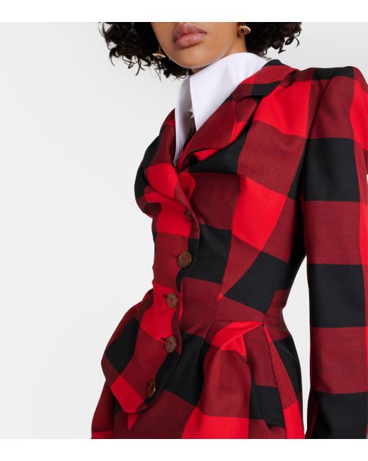 Veste en laine vierge a carreaux Vivienne Westwood en coloris Red