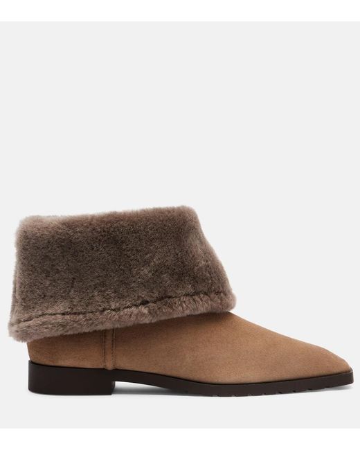 Totême Brown Shearling-Lined Suede Ankle Boots