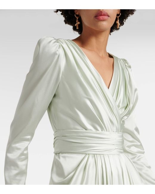 Robe longue en soie melangee Dolce & Gabbana en coloris Green