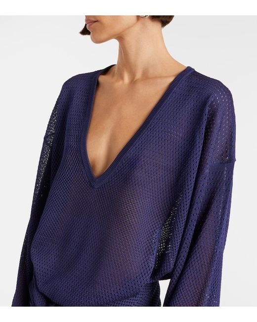 The Attico Blue Open-Knit Minidress