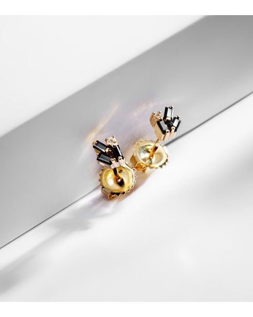 Suzanne Kalan Fireworks 18kt Gold Earrings With Black Sapphires And Diamonds