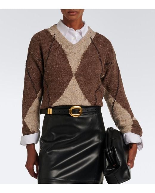Altuzarra Brown Parish Argyle Wool And Alpaca Blend Sweater