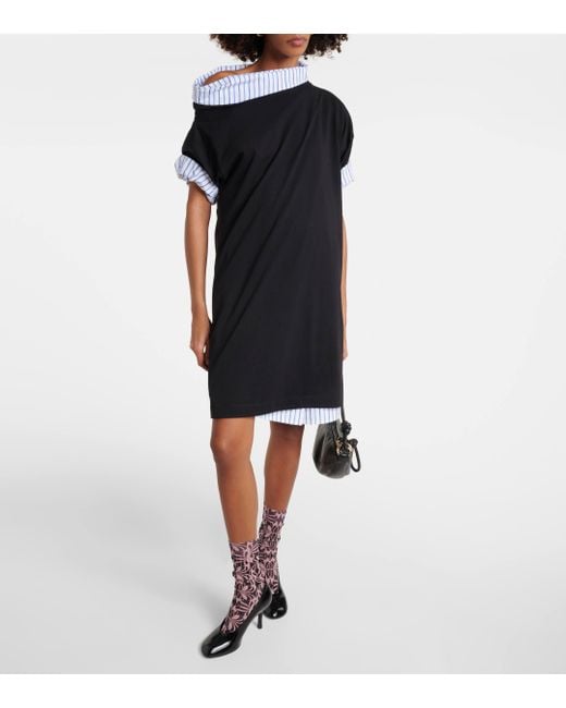 Dries Van Noten Black Cotton Jersey Midi Dress