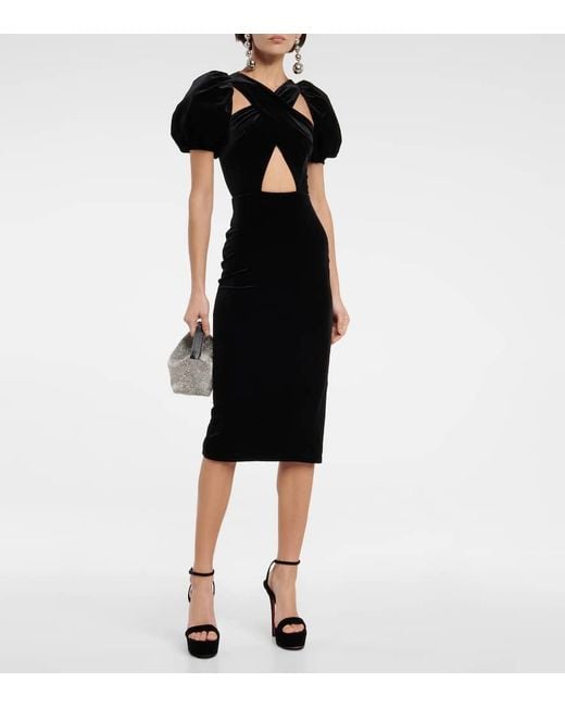 Christopher Kane Black Wrap Velvet Midi Dress