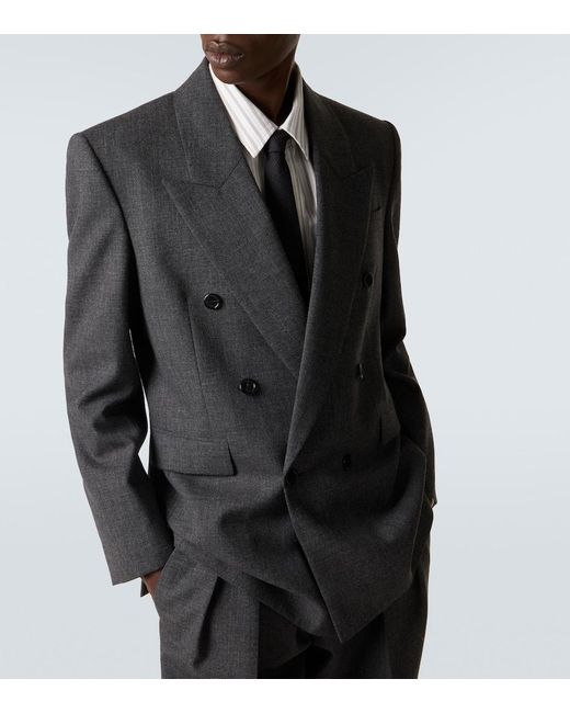 Saint Laurent Black Double-Breasted Wool Blazer for men