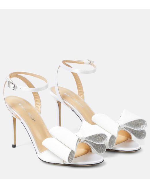 Mach & Mach Natural Le Cadeau Bow-detail Satin Sandals