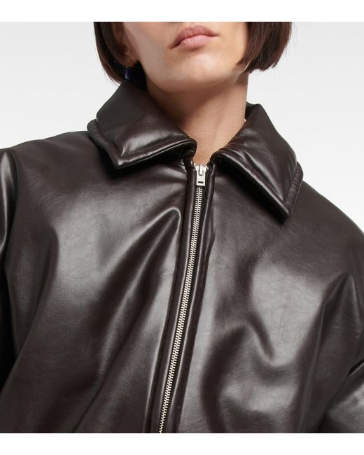 Acne Brown Padded Coated Jersey Bomber Jacket