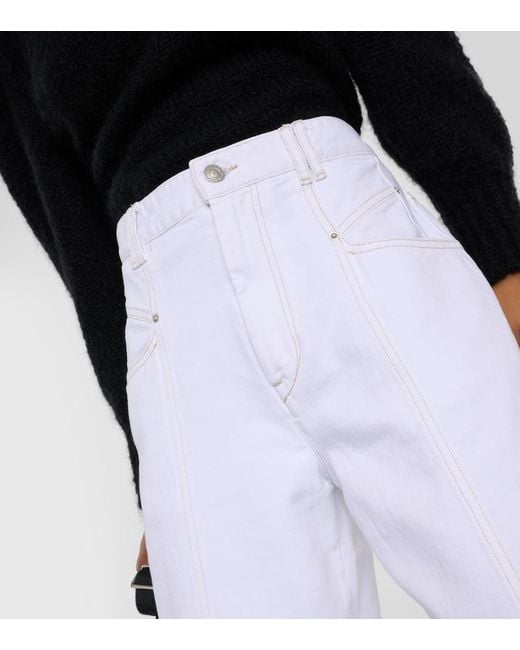 Isabel Marant White Vetan High-Rise Wide-Leg Jeans