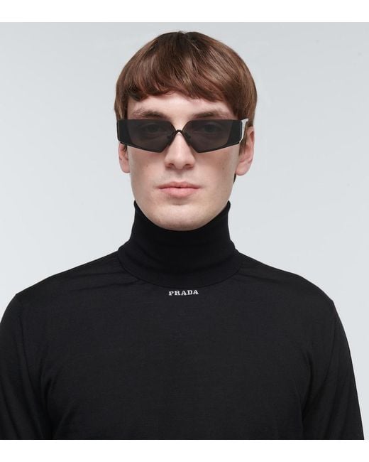 Prada Gray Rectangular Sunglasses for men