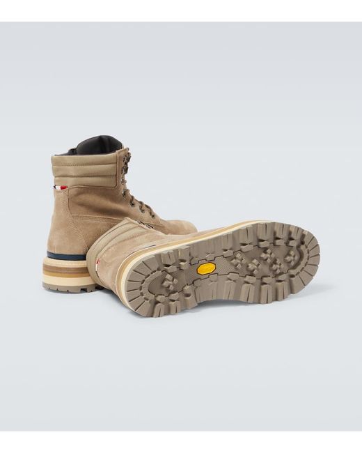 Moncler Natural Peka Leather Lace-Up Hiking Boots for men