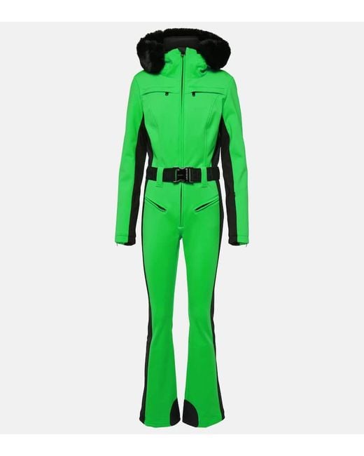 Goldbergh Green Parry Faux Fur-trimmed Ski Suit