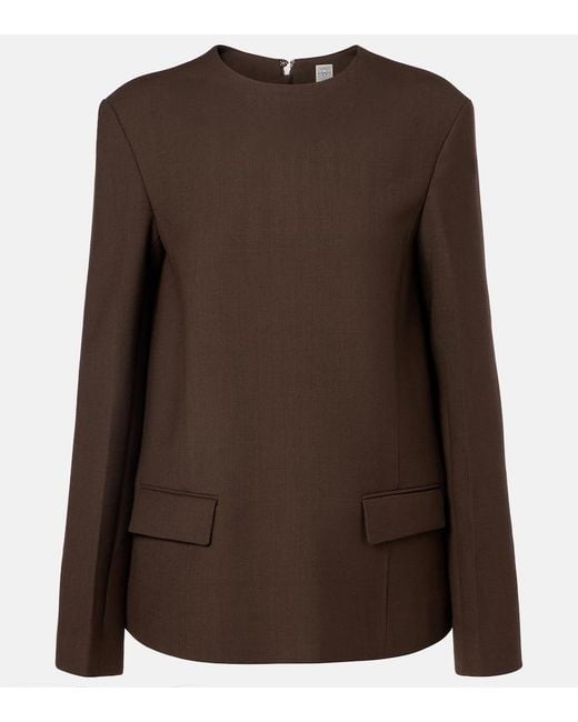 Totême Brown Pocket Crepe Top