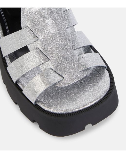 NODALETO Black Bulla Emma Glitter Platform Sandals