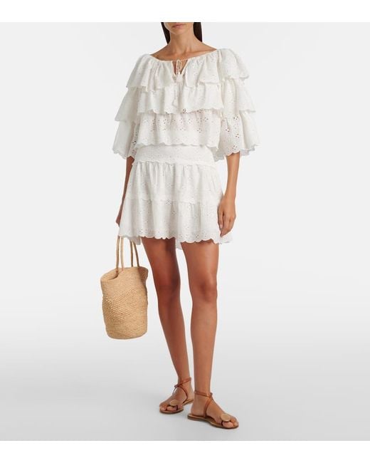 Top De Algodon Con Bordado Ingles Rixo de color White