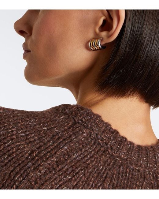 DEHANCHE White Hollyhock Hoop Earrings