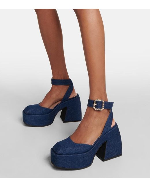 NODALETO Blue Bulla Sofia Denim Platform Pumps