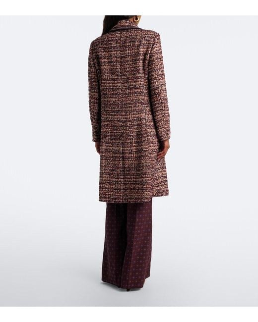 Etro Brown Single-Breasted Tweed Coat